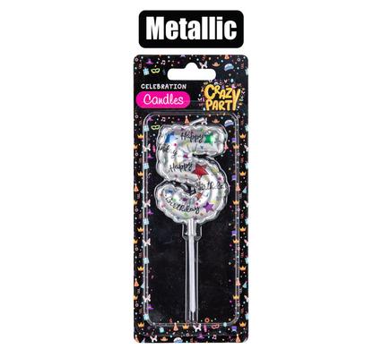 Crazy Party Candle Birthday Printed Metallic No-5