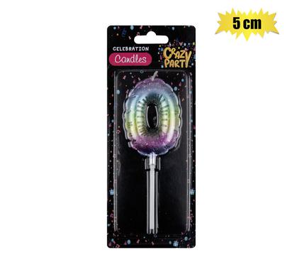 Crazy Party Candle Birthday Balloon-0 Rainbow 5cm
