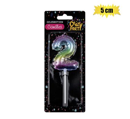 Crazy Party Candle Birthday Balloon-2 Rainbow 5cm