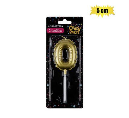 Crazy Party Candle Birthday Balloon No.0-Gld 5cm