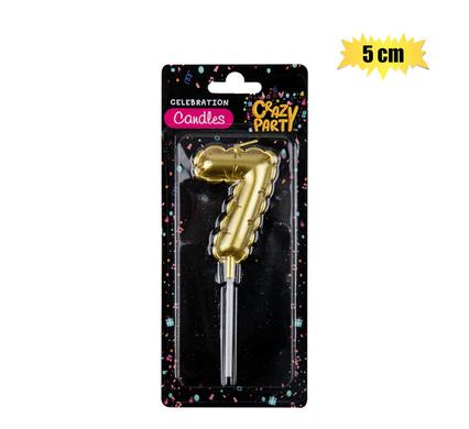 Crazy Party Candle Birthday Balloon No.7-Gld 5cm