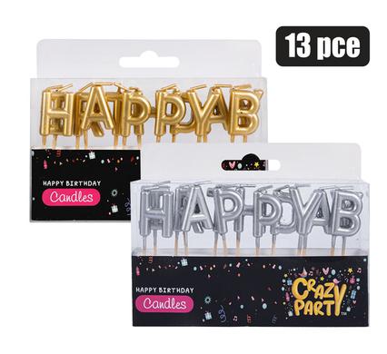 Crazy Party Candle Birthday Letters 13Pce Gld/Slv