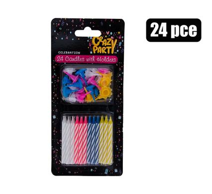 Crazy Party Candle Birthday 24Candles+Holders