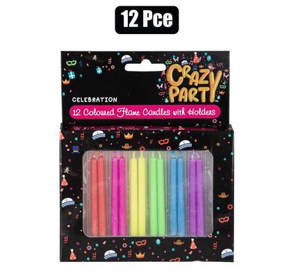 Crazy Party Candle Birthday Colour Flame 12Pce