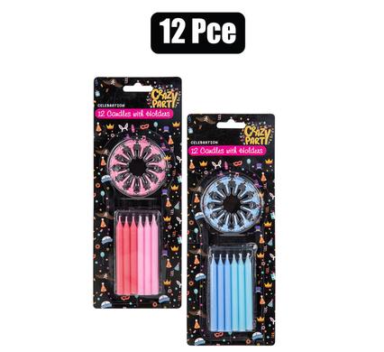 Crazy Party Candle Birthday 12 Candles+Holders
