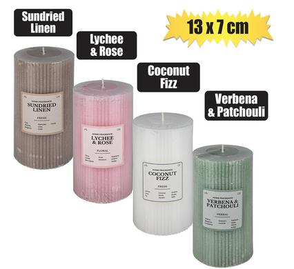 Candle Pillar Round Assorted 13X7cm Scented