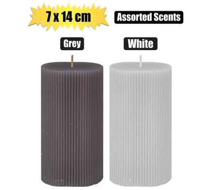 No Place Like Home Candle Pillar Round Grey 7X14cm