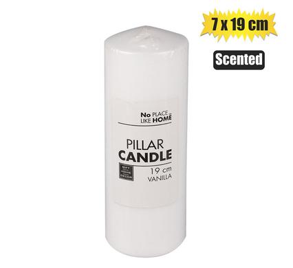 No Place Like Home Candle Pillar Round White 19X7cm Scented