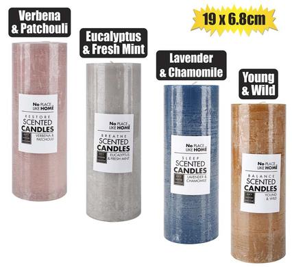 No Place Like Home Candle Pillar Round 6.8X19 Revive Assorted