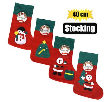 Xmas Décor Xmas Stocking Felt W App 40cm Assorted