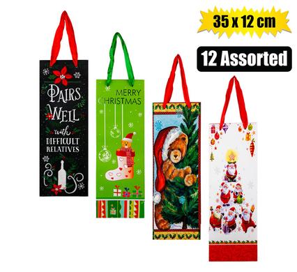 Xmas Décor Xmas Gift Bag Bottle Assorted 35X12cm