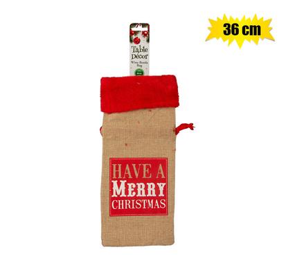 Xmas Décor Xmas Gift Bag Bottle Woven 36cm