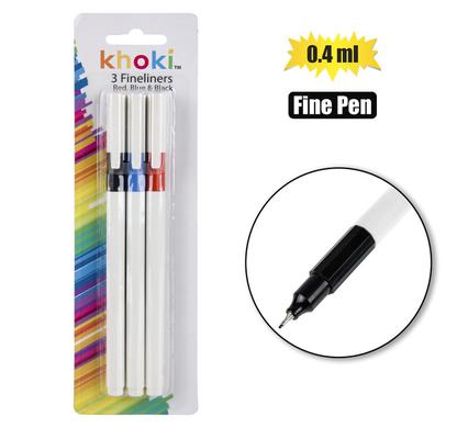 Khoki Pen Fineliner Red/Blue/Black 0.4mm