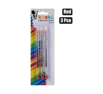 Khoki Pen Ball Point 3Pce Red