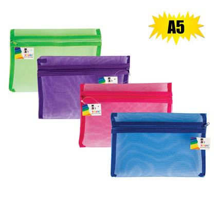 Khoki Pencil Case Mesh Colours A5 Assorted