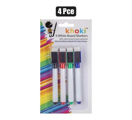 Khoki Marker Whiteboard 4Pce With Eraser