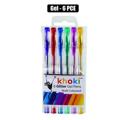 Khoki Pen Novelty Gel Glitter 6Pce