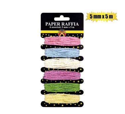 Raffia Paper Twine 6 Assorted Colors 5Mmx5M