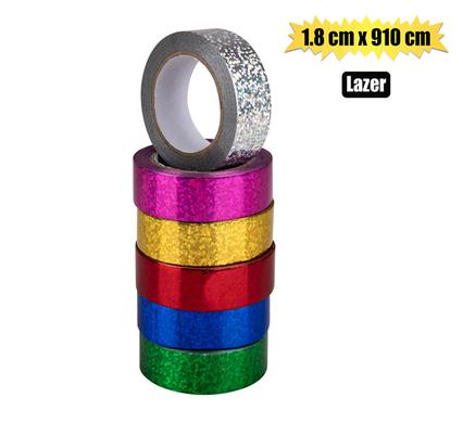 Gift Ribbon Laser 1.8X910cm Assorted Cols