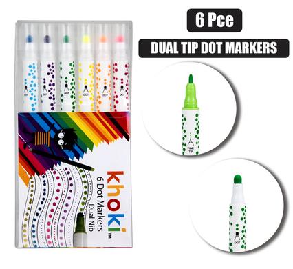 Khoki Art+Craft Dual Tip Dot & Marker 6 Piece