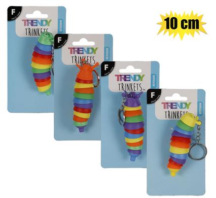 Trendy Trinkets Keychain Sensory Wriggle Slug Rainbow