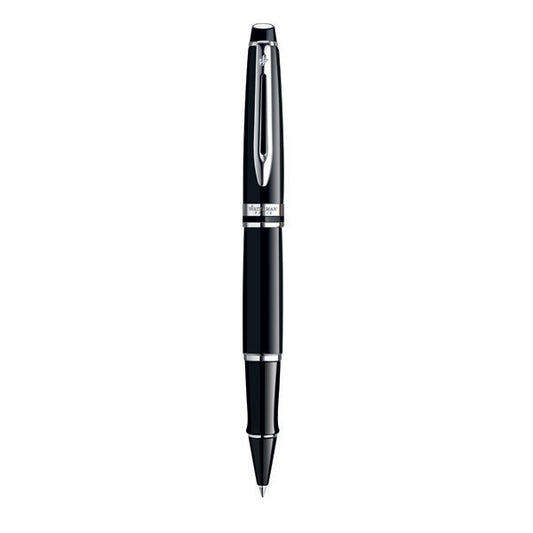 Waterman Expert Roller Ball Fine Nib Black Ink - Lacquer Black Chrome Trim