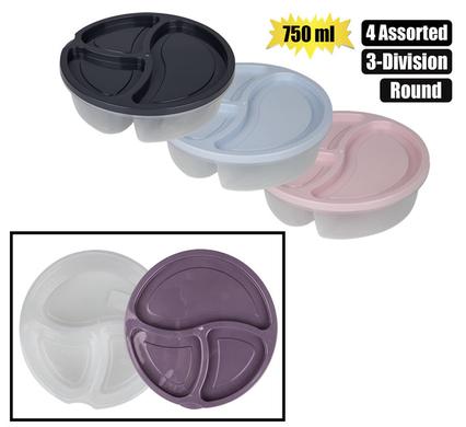 Bee Home Lunch Box Clear Base 3-Div 750ml Round
