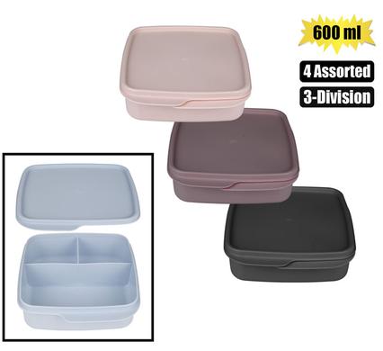 Bee Home Lunch Box Soft Seal 3-Div 600ml