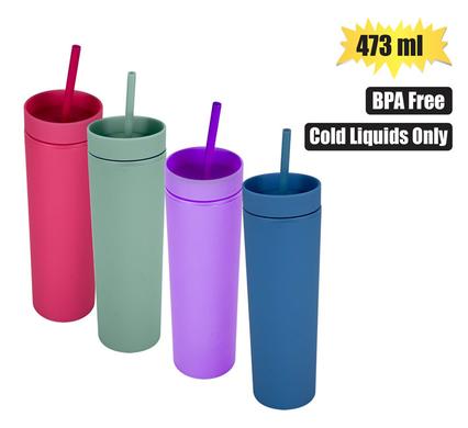 Tumbler Double Wall 473ml With Straw