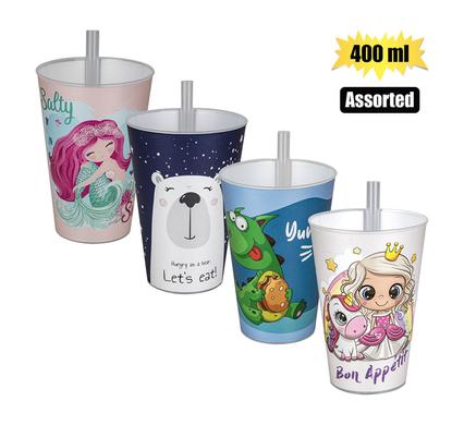 Gondol Tumbler With Straw 400ml Assorted