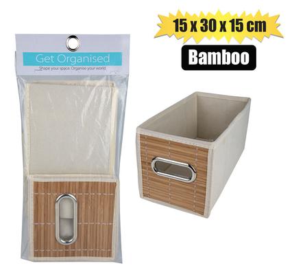 Get Organised Storage Box Non-Woven 15X30X15cm Bamboo