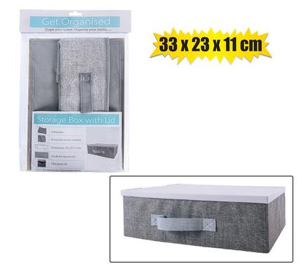 Get Organised Storage Box Non-Woven Pl-Lid 33X23X11cm