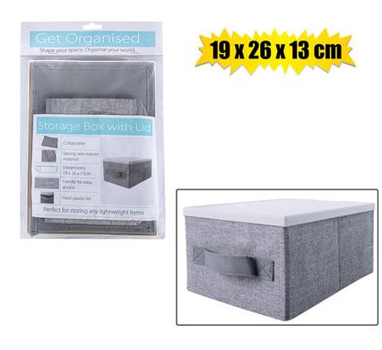 Get Organised Storage Box Non-Woven Pl-Lid 19X26X13cm