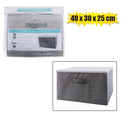 Get Organised Storage Box Non-Woven Pl-Lid 40X30X25cm