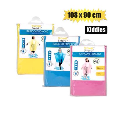 Travel Smart Raincoat Poncho Kids 108X90cm Vinyl Astd