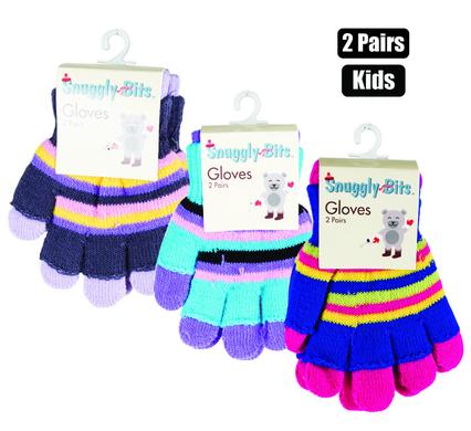 Snuggly Bits Gloves Kids 2Pair Closed+Open Finger
