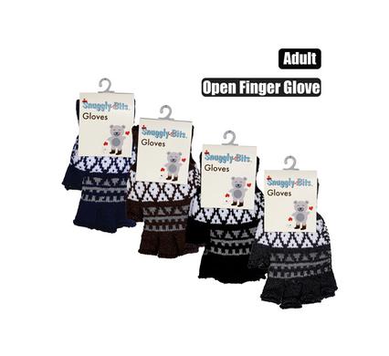 Snuggly Bits Gloves Adult Open Finger Triangle Design