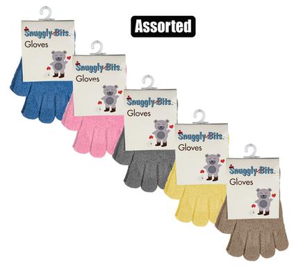 Snuggly Bits Gloves Kids Plain Asst Colours 14X9cm