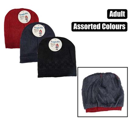 Snuggly Bits Beanie Adult With Inner Plain Colours Asst