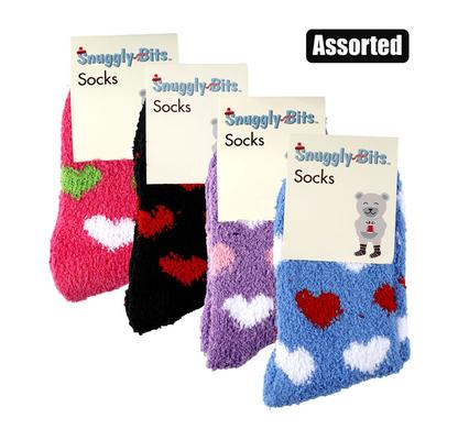 Snuggly Bits Socks Adult Fluffy Heart Design