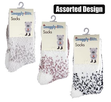 Snuggly Bits Socks Adult Fluffy Scatter Design Assorted