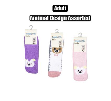 Snuggly Bits Socks Adult Fluffy Animal Design Assorted