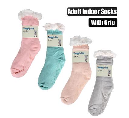 Snuggly Bits Socks Indoor With Grip Adult Plain