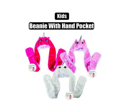 Snuggly Bits Beanie Kids Unicorn With Earflap+Handpocket