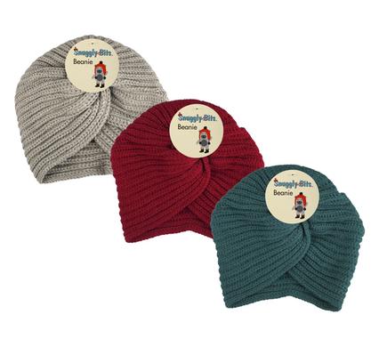 Snuggly Bits Beanie Adult Knitted Twist Plain Colours