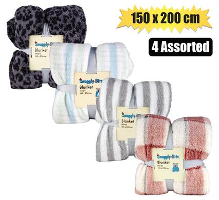 Snuggly Bits Blanket Check Soft Sherpa 150X200cm Asst