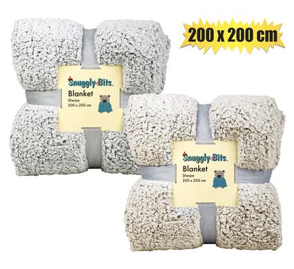 Snuggly Bits Blanket Sherpa 200X200cm Assorted