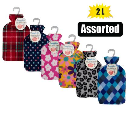Snuggly Bits Hotwater Bottle With Fleece Cover Assorted 2L