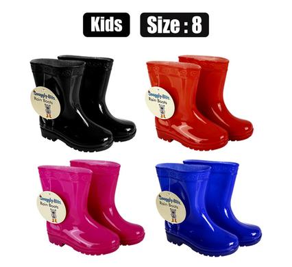 Snuggly Bits Rainboot Kids Plain Colour Size 8