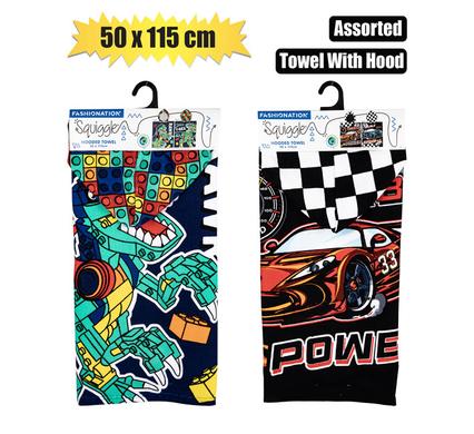 Towel Hooded 50X115cm Boys Assorted